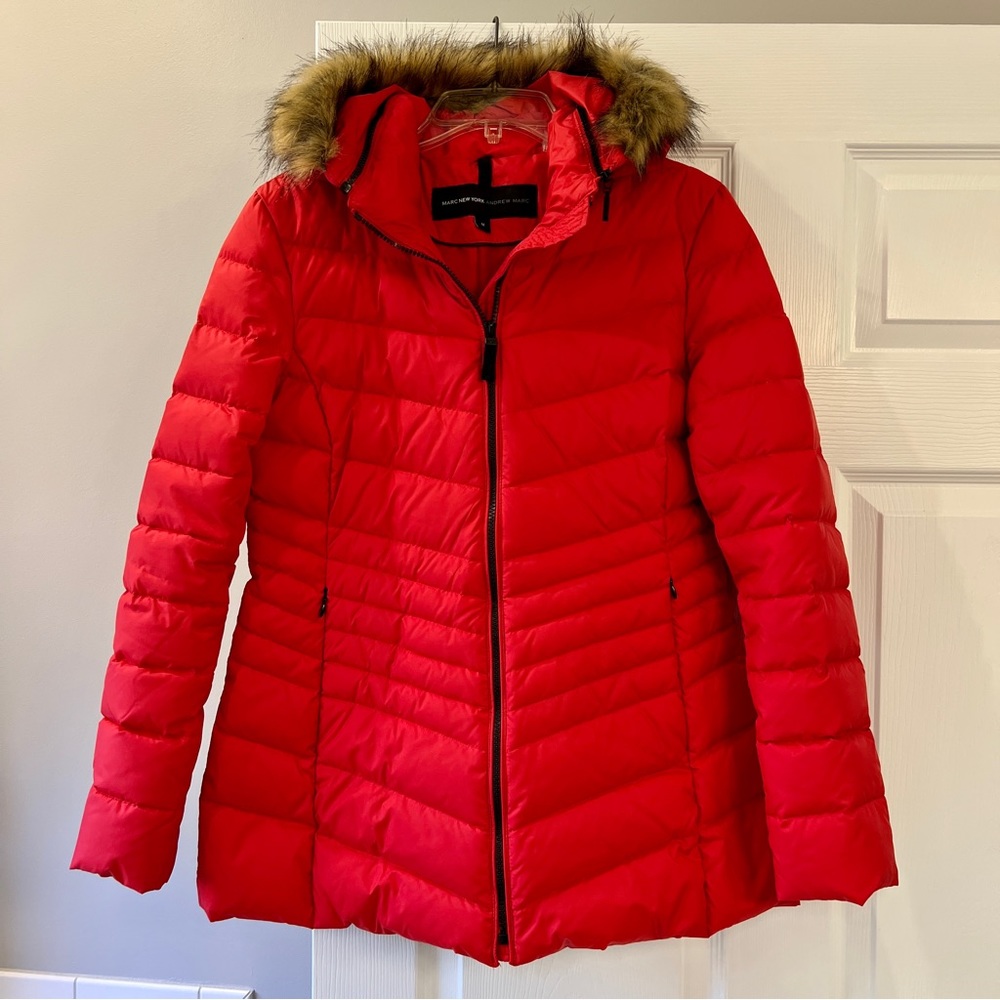 Marc New York by Andrew Marc Puffer Coat with detachable faux fur hood